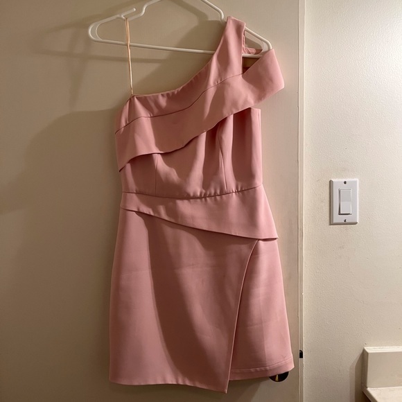BCBGMaxazria blush pink one shoulder dress - Picture 2 of 7